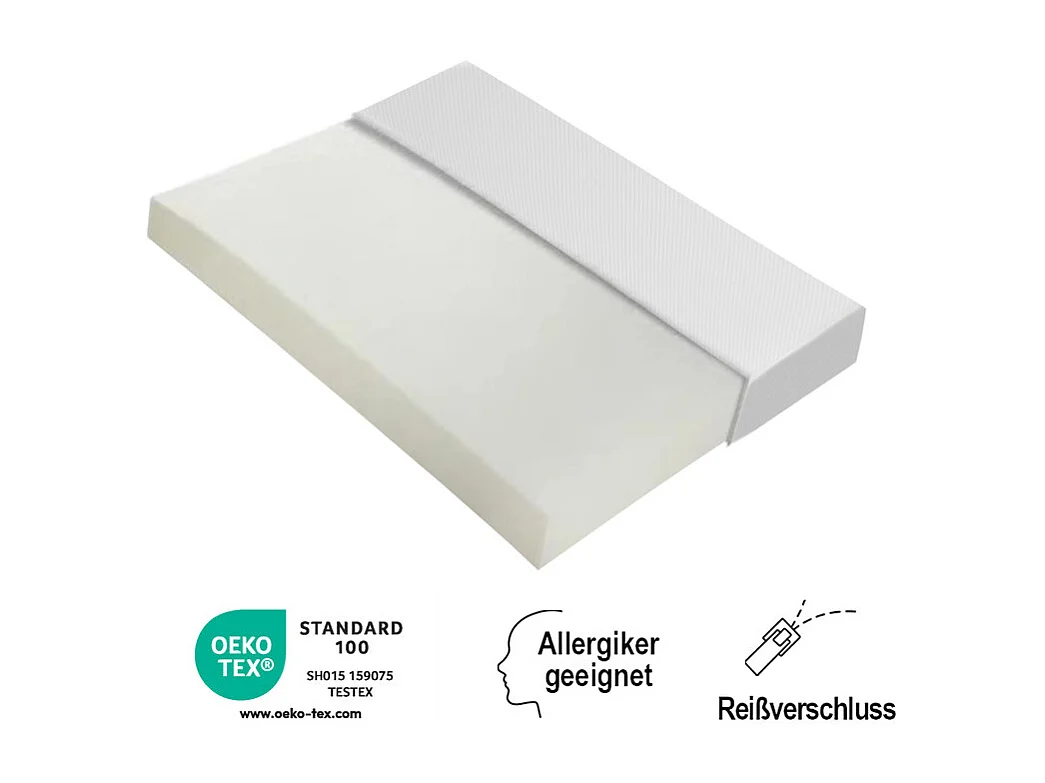 Matelas Mémoire de Forme 90x200 cm, avec surmatelas amovible, ép.16cm, Certifié Oeko-Tex, Respirant, Fermeté Moyenne
