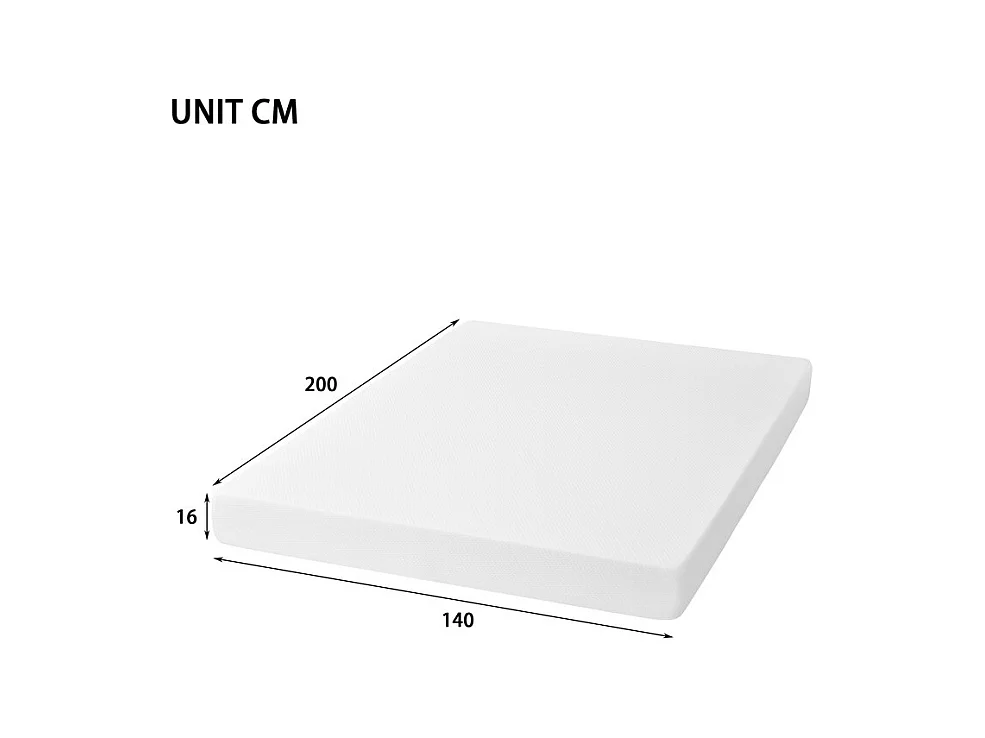 Matelas Mémoire de Forme 140x200 cm, avec surmatelas amovible, ép.16cm, Certifié Oeko-Tex, Respirant, Fermeté Moyenne