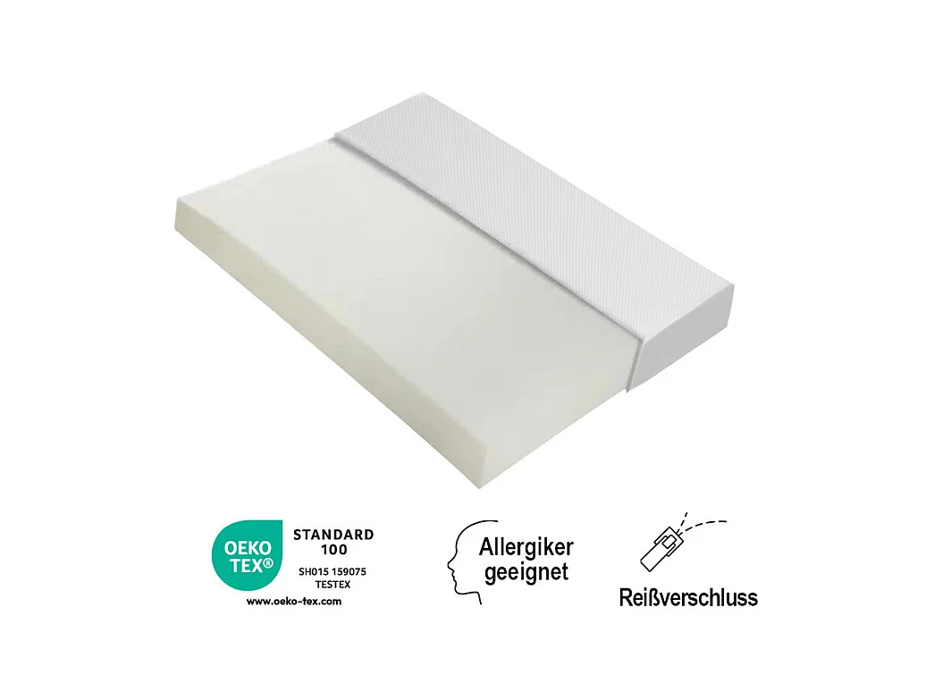 Matelas Mémoire de Forme 140x200 cm, avec surmatelas amovible, ép.16cm, Certifié Oeko-Tex, Respirant, Fermeté Moyenne