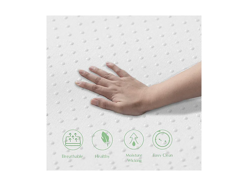 Matelas Mémoire de Forme 140x200 cm, avec surmatelas amovible, ép.16cm, Certifié Oeko-Tex, Respirant, Fermeté Moyenne