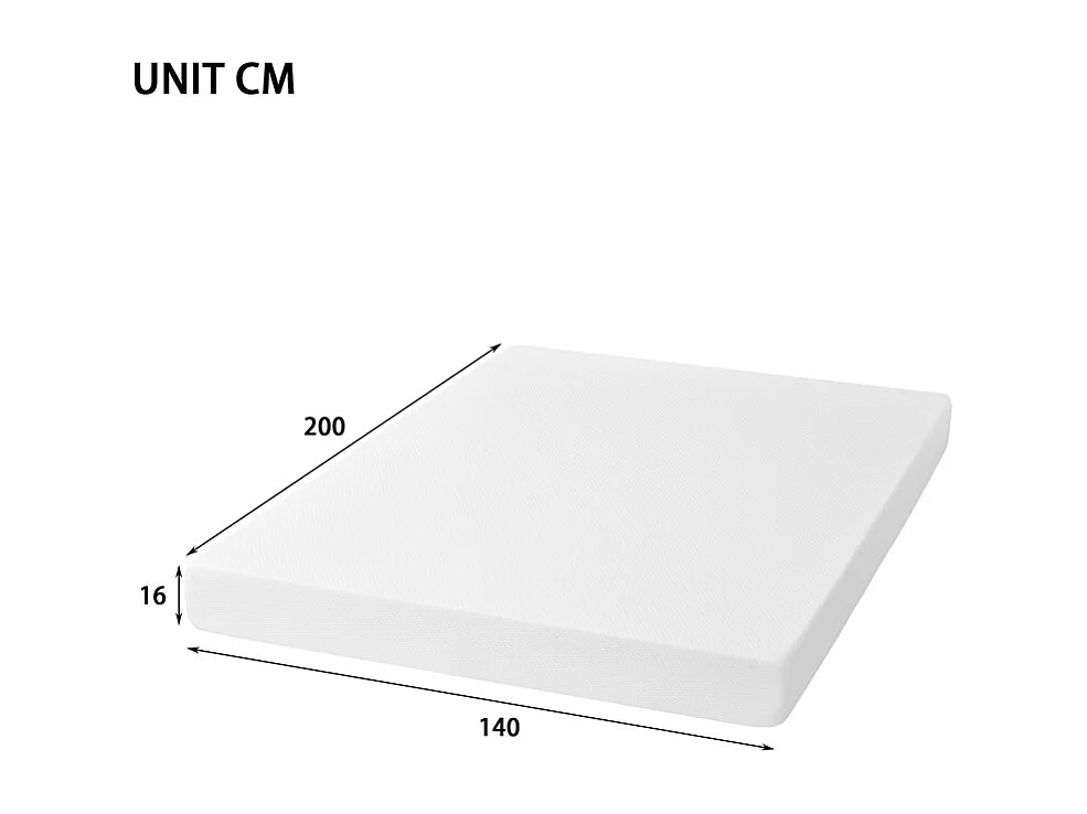 Matelas Mémoire de Forme 140x200 cm, avec surmatelas amovible, ép.16cm, Certifié Oeko-Tex, Respirant, Fermeté Moyenne
