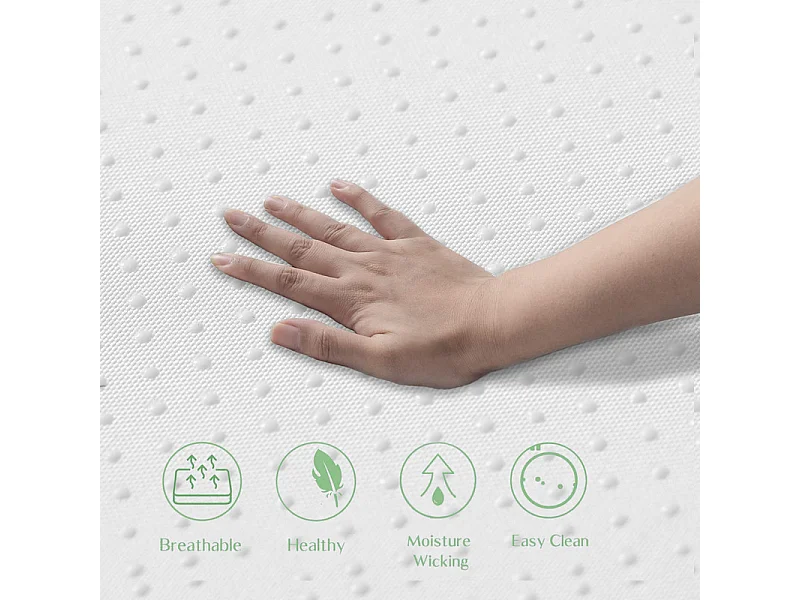 Matelas Mémoire de Forme 140x200 cm, avec surmatelas amovible, ép.16cm, Certifié Oeko-Tex, Respirant, Fermeté Moyenne