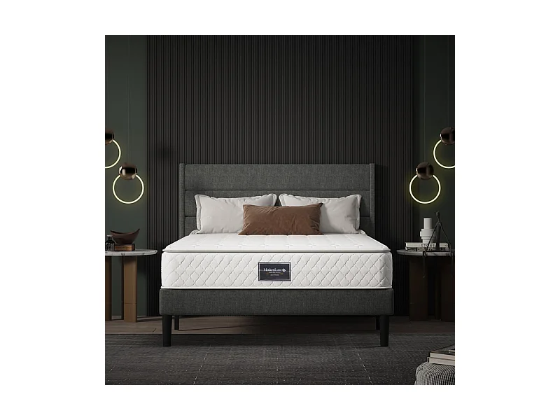 Matelas 90 x 200 cm en mousse froide, avec 7 zones ressorts ensachés et surmatelas intégré, ép.25cm, Oeko-Tex, Mi-Ferme