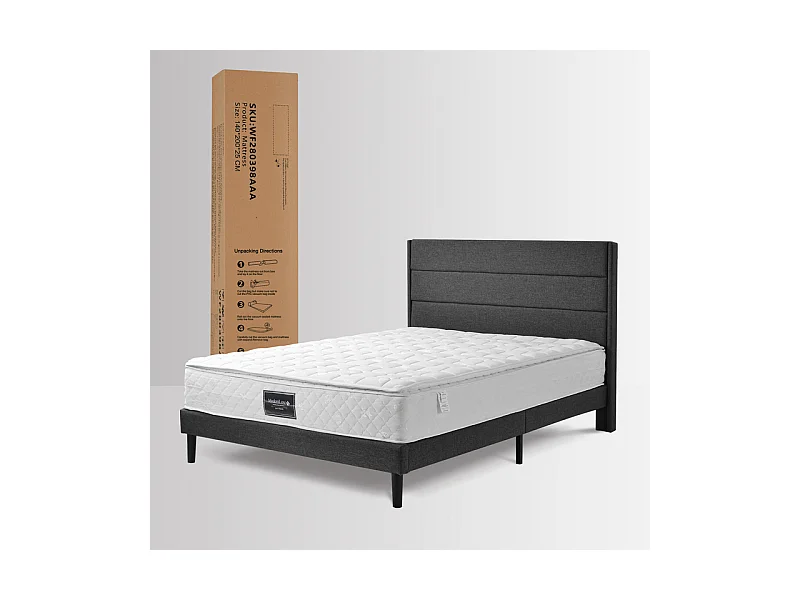 Matelas 90 x 200 cm en mousse froide, avec 7 zones ressorts ensachés et surmatelas intégré, ép.25cm, Oeko-Tex, Mi-Ferme