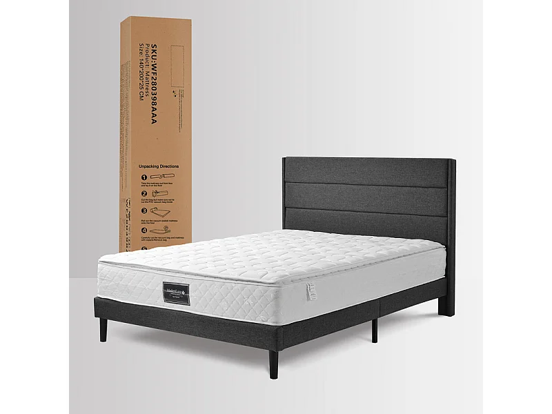 Matelas 90 x 200 cm en mousse froide, avec 7 zones ressorts ensachés et surmatelas intégré, ép.25cm, Oeko-Tex, Mi-Ferme