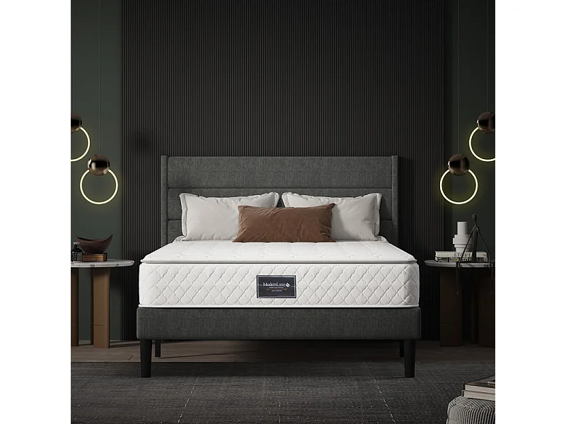 Matelas 90 x 200 cm en mousse froide, avec 7 zones ressorts ensachés et surmatelas intégré, ép.25cm, Oeko-Tex, Mi-Ferme