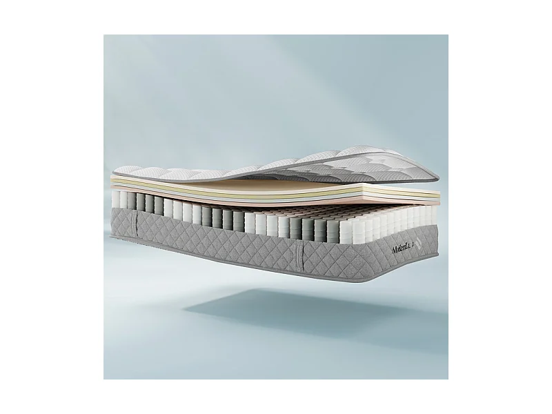 Matelas Orthopédique 90x200 cm anti-feu, avec 4 poignées, OEKO-TEX®, ép.20cm, Respirant, 7 Zones ressorts ensachés