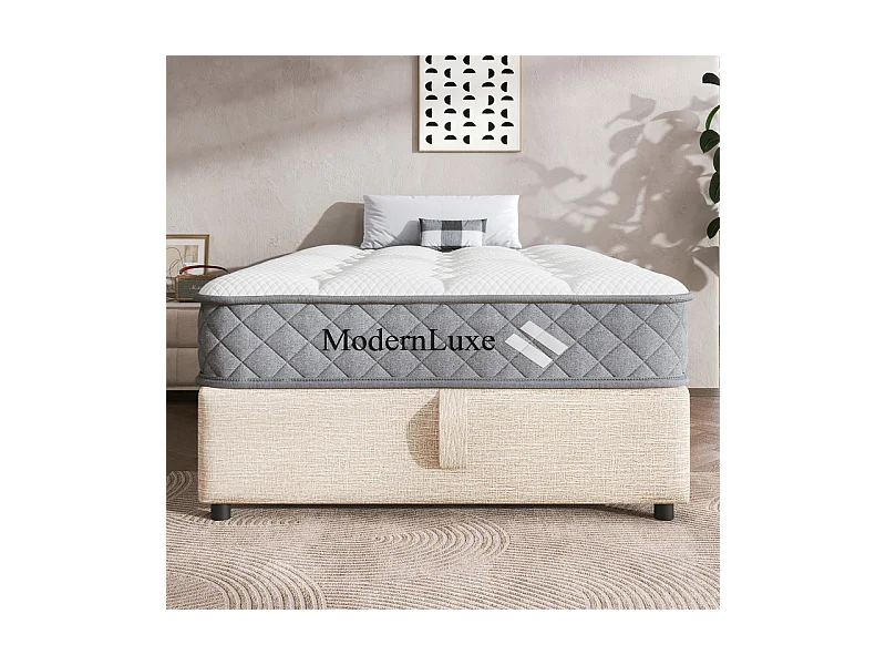 Matelas Orthopédique 90x200 cm anti-feu, avec 4 poignées, OEKO-TEX®, ép.20cm, Respirant, 7 Zones ressorts ensachés