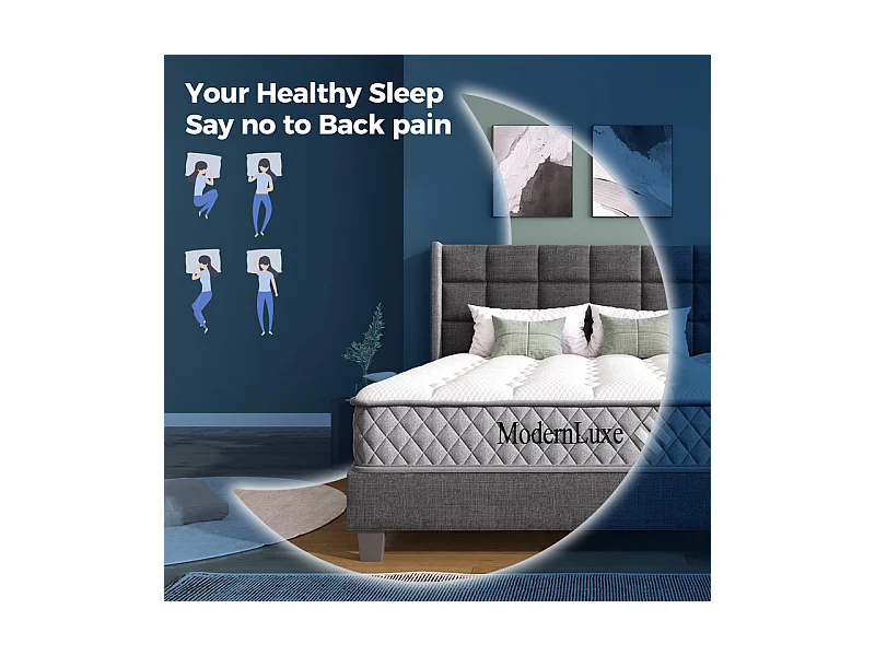 Matelas Orthopédique 90x200 cm anti-feu, avec 4 poignées, OEKO-TEX®, ép.20cm, Respirant, 7 Zones ressorts ensachés