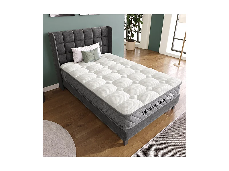 Brandwerende orthopedische matras van 90x200 cm met 4 handgrepen, OEKO-TEX®, 20 cm dik, ademend, 7 zones pocketveringzones