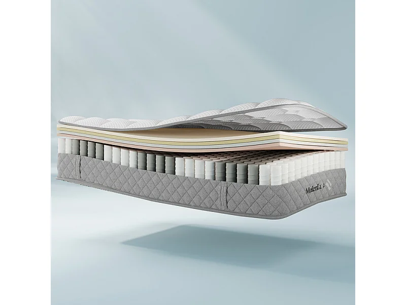 Matelas Orthopédique 90x200 cm anti-feu, avec 4 poignées, OEKO-TEX®, ép.20cm, Respirant, 7 Zones ressorts ensachés