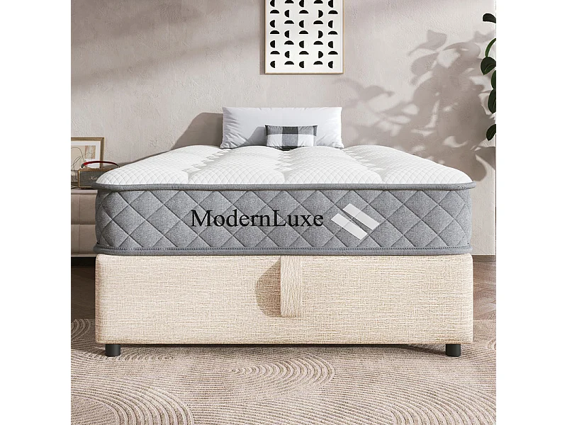 Matelas Orthopédique 90x200 cm anti-feu, avec 4 poignées, OEKO-TEX®, ép.20cm, Respirant, 7 Zones ressorts ensachés