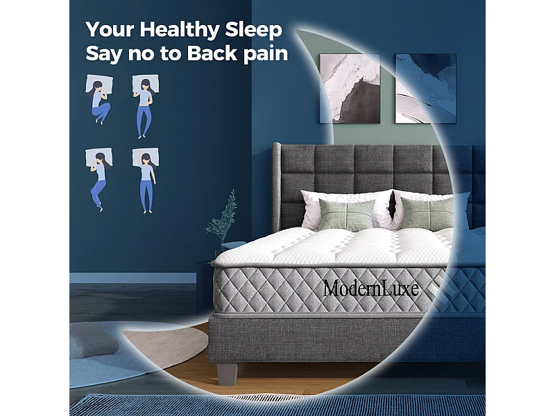 Matelas Orthopédique 90x200 cm anti-feu, avec 4 poignées, OEKO-TEX®, ép.20cm, Respirant, 7 Zones ressorts ensachés