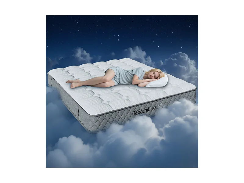 Matelas Orthopédique 160x200 cm anti-feu, avec 4 poignées, OEKO-TEX®, ép.20cm, Respirant, 7 Zones ressorts ensachés