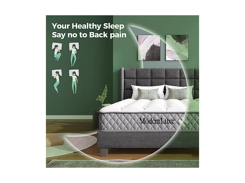 Matelas Orthopédique 160x200 cm anti-feu, avec 4 poignées, OEKO-TEX®, ép.20cm, Respirant, 7 Zones ressorts ensachés