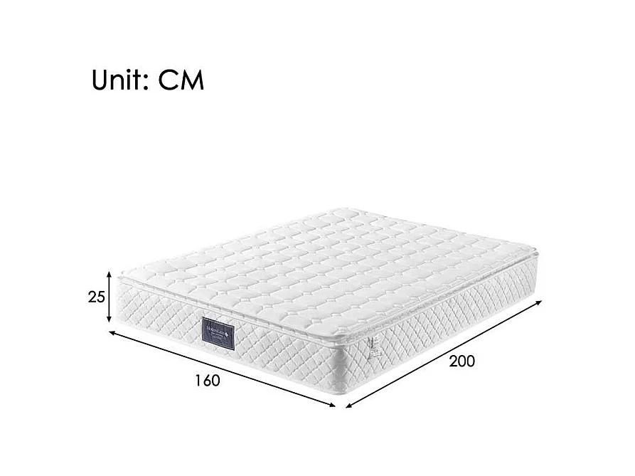 Matelas 160 x 200 cm en mousse froide, avec 7 zones ressorts ensachés et surmatelas intégré, ép.25cm, Oeko-Tex, Mi-Ferme