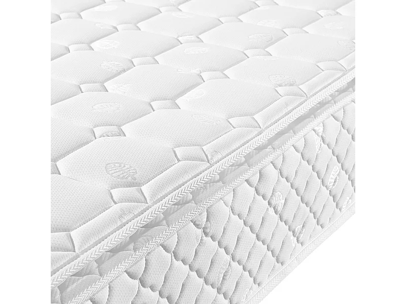 Matelas 160 x 200 cm en mousse froide, avec 7 zones ressorts ensachés et surmatelas intégré, ép.25cm, Oeko-Tex, Mi-Ferme