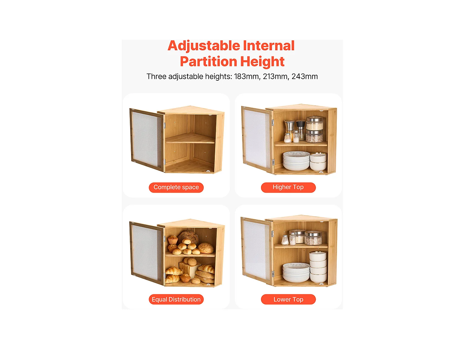 Hoekbroodbak SucceBuy Keukenblad 2 Laags, Opslagcontainer voor Brood in Rustieke Stijl, Grote Capaciteit, Voedselopslag