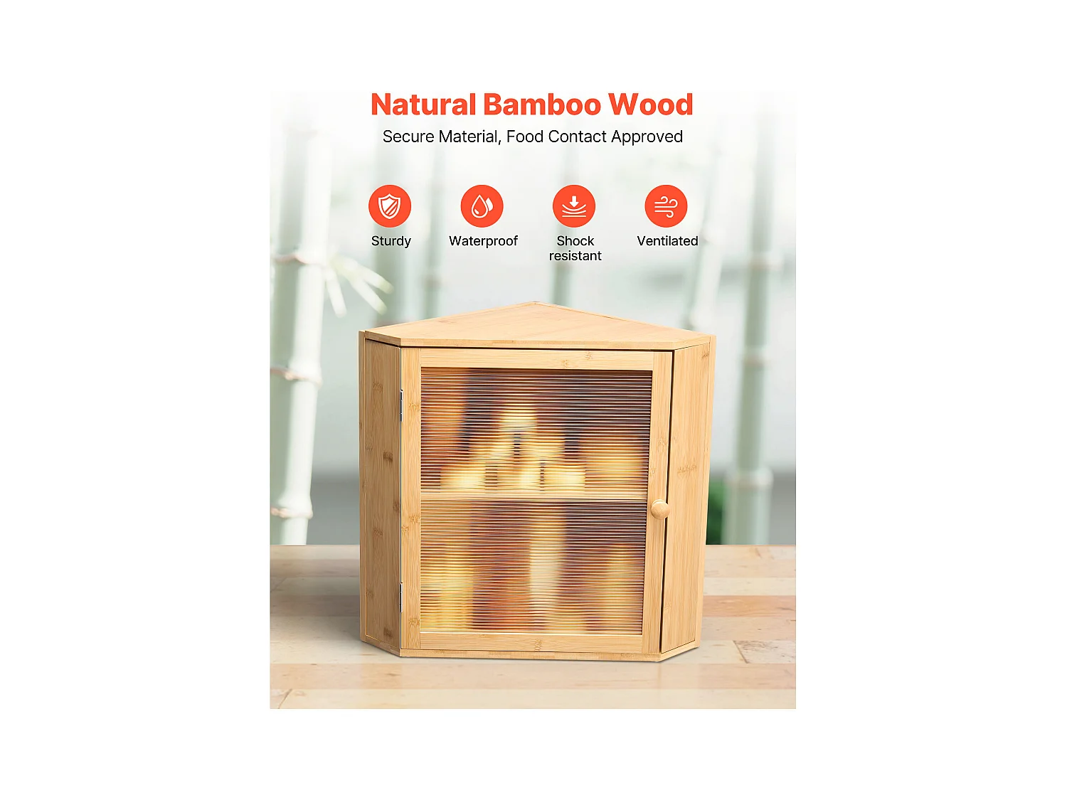 Hoekbroodbak SucceBuy Keukenblad 2 Laags, Opslagcontainer voor Brood in Rustieke Stijl, Grote Capaciteit, Voedselopslag