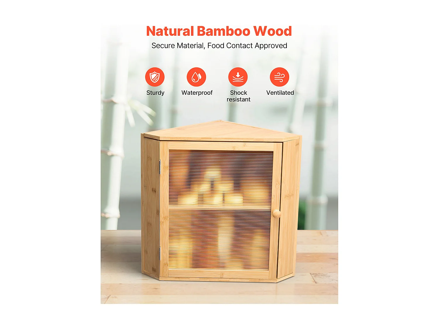 Boîte à Pain SucceBuy d'Angle de Comptoir de Cuisine à 2 Niveaux, Récipient de Stockage pour Pain au Style Rustique, Grande Capacité, Rangement Alimentaire