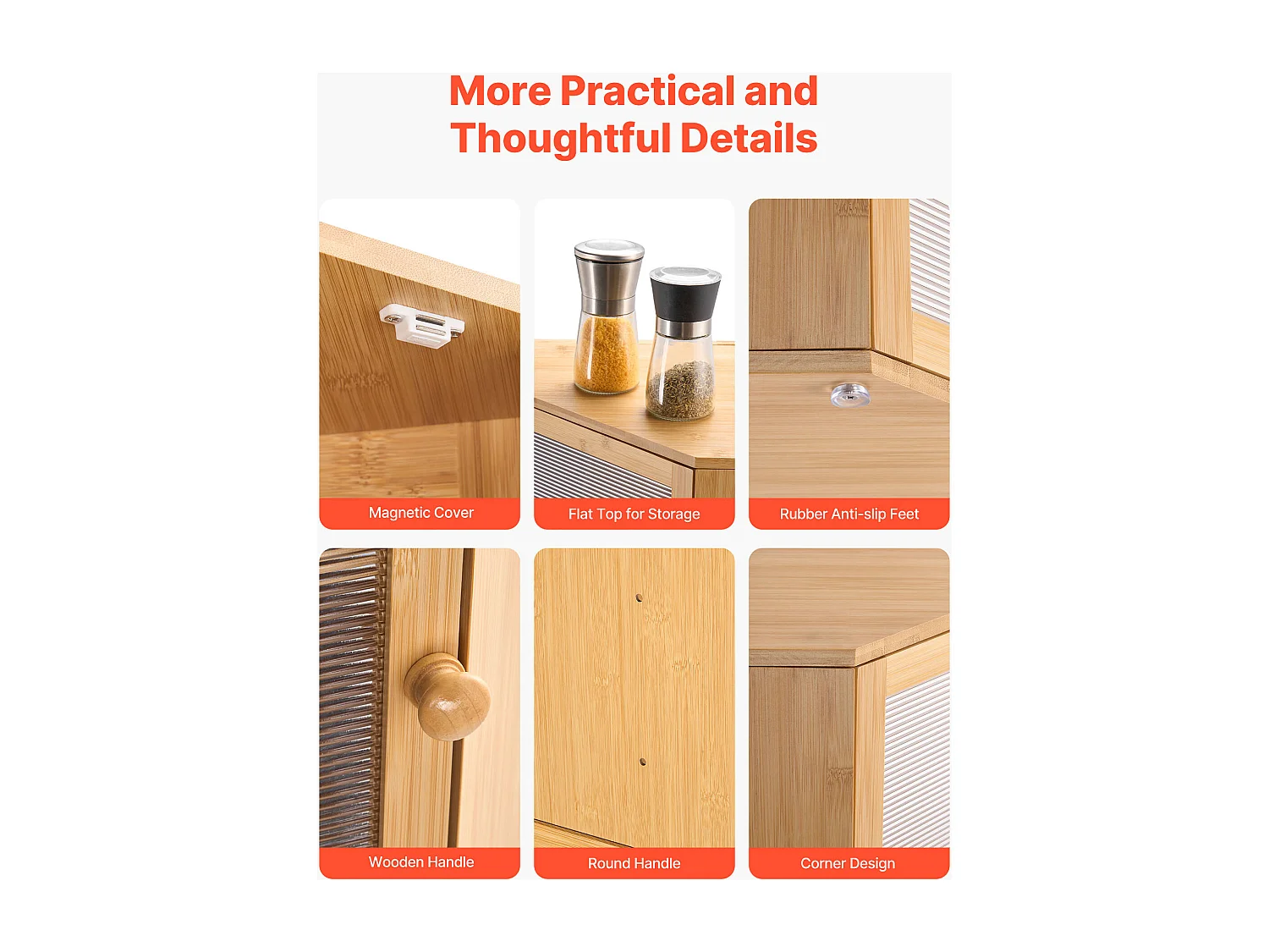 Boîte à Pain SucceBuy d'Angle de Comptoir de Cuisine à 2 Niveaux, Récipient de Stockage pour Pain au Style Rustique, Grande Capacité, Rangement Alimentaire