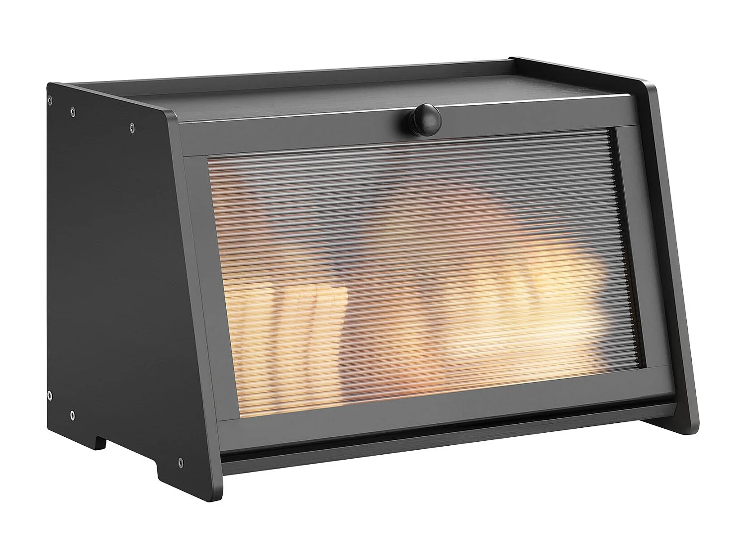 Boîte à Pain SucceBuy pour Comptoir de Cuisine à 1 Niveau, Récipient de Stockage de Style Rustique, Grande Capacité avec Porte en Acrylique Ondulé