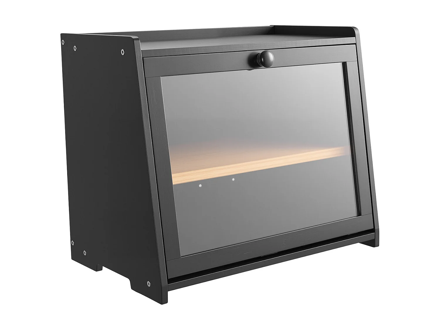 Boîte à Pain SucceBuy à 2 Niveaux pour Comptoir de Cuisine, Récipient de Stockage de Style Rustique, Grande Capacité, Rangement Alimentaire, Noir