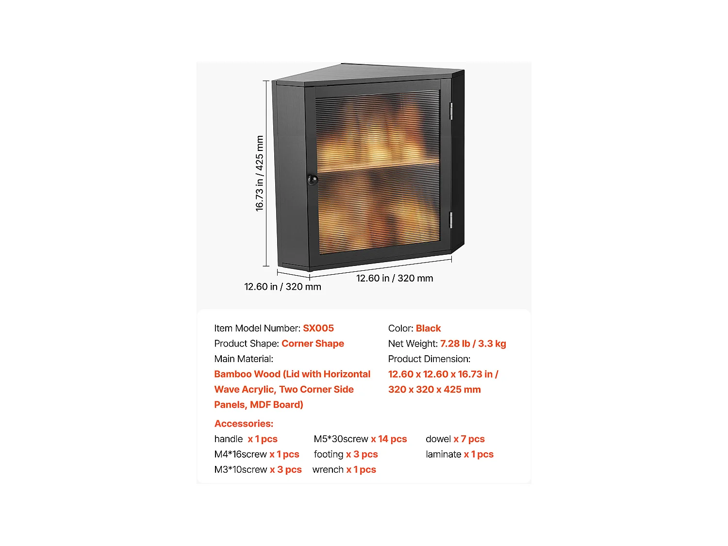 Eckbrotkasten SucceBuy 2-stufig für Küchentheke, Großer Aufbewahrungsraum mit Gewellten Acrylklappen, Rustikales Design, Schwarz