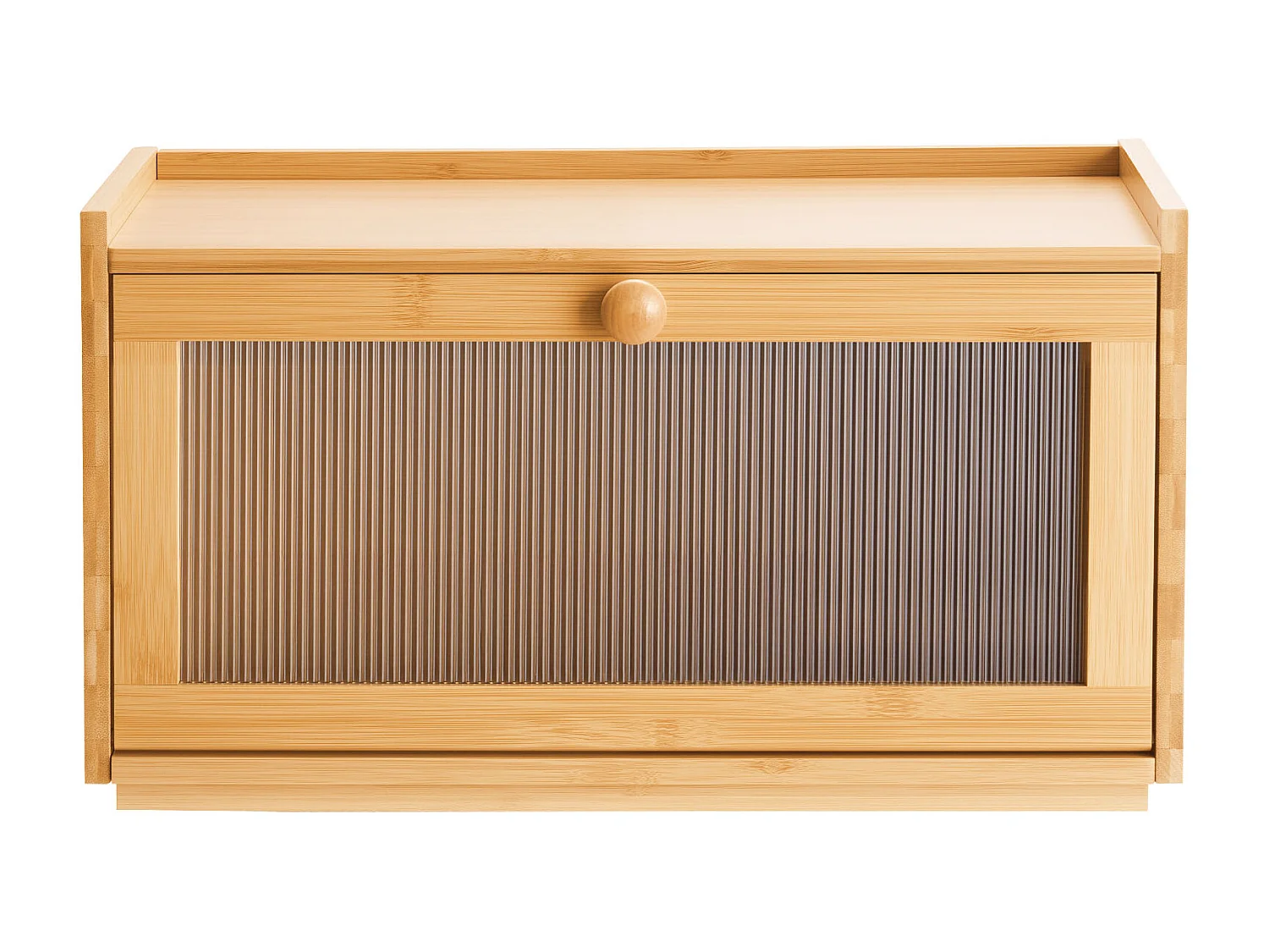 Pojemnik na Chleb SucceBuy Drewniany do Blatu Kuchennego, Pojemne Przechowywanie Chleba z Falistą Akrylową Klapą, Rustykalny i Naturalny Design