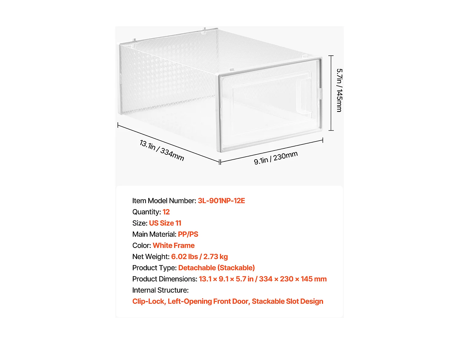 Caixas de Sapatos SucceBuy Modulares Empilháveis - Conjunto de 12, Adequadas até Tamanho US 11, Armazenamento Prático em Plástico para Sapatos