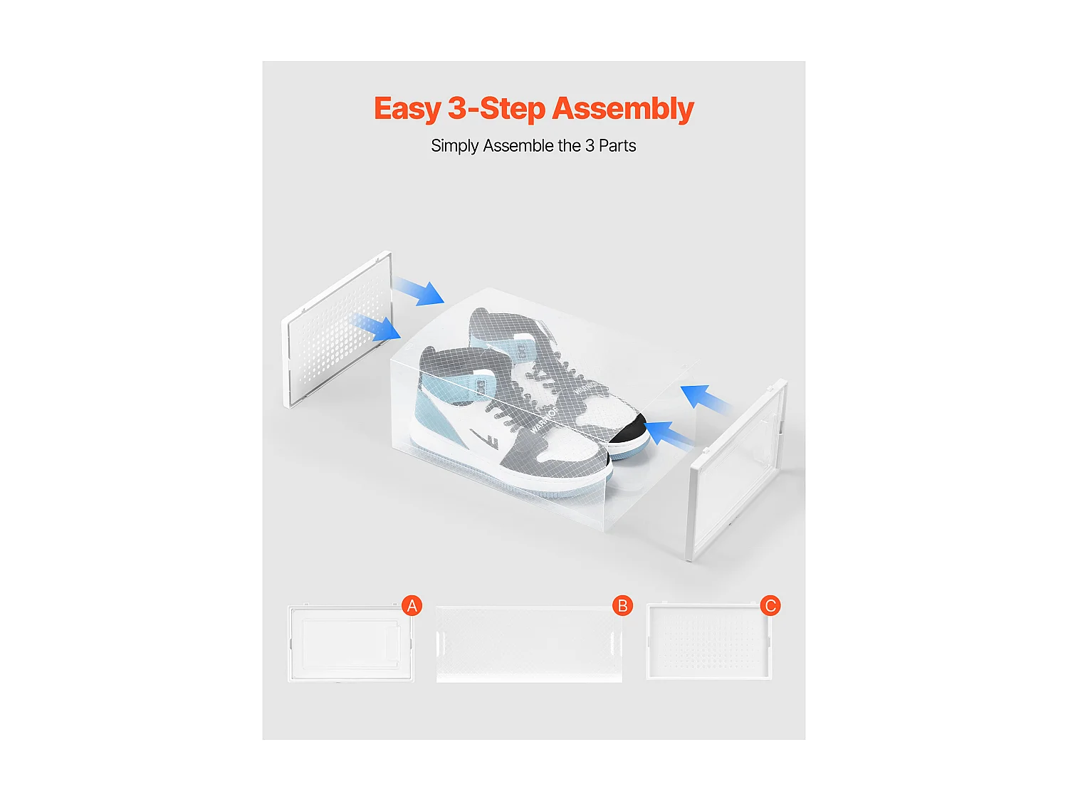 Caixas de Sapatos SucceBuy Modulares Empilháveis - Conjunto de 12, Adequadas até Tamanho US 11, Armazenamento Prático em Plástico para Sapatos