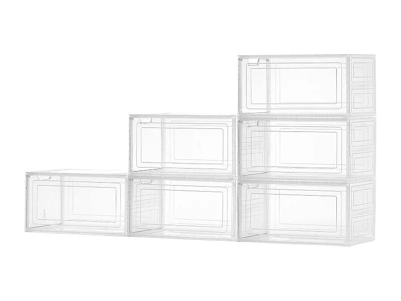 Pudełka na Buty SucceBuy Stapowalne Zestaw 6 Szt, Pasujące do Rozmiaru US 13, Trwały Plastik z Drzwiami Magnetycznymi, Idealne na Obcasy