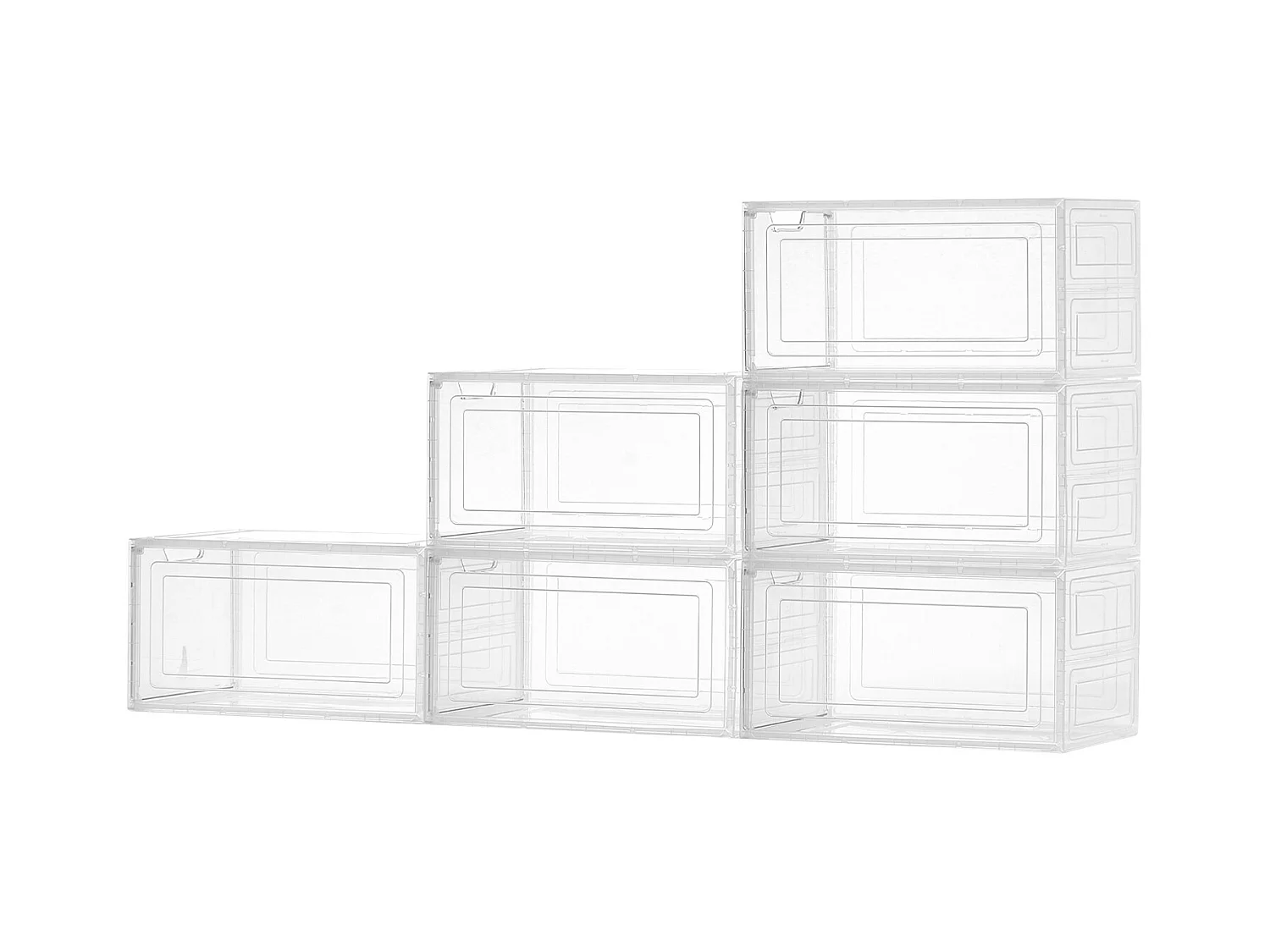 Boîtes à Chaussures Empilables SucceBuy Lot de 6, Adaptées aux Pointures jusqu'à US 13, en Plastique Durable avec Porte Magnétique, Idéales pour Talons