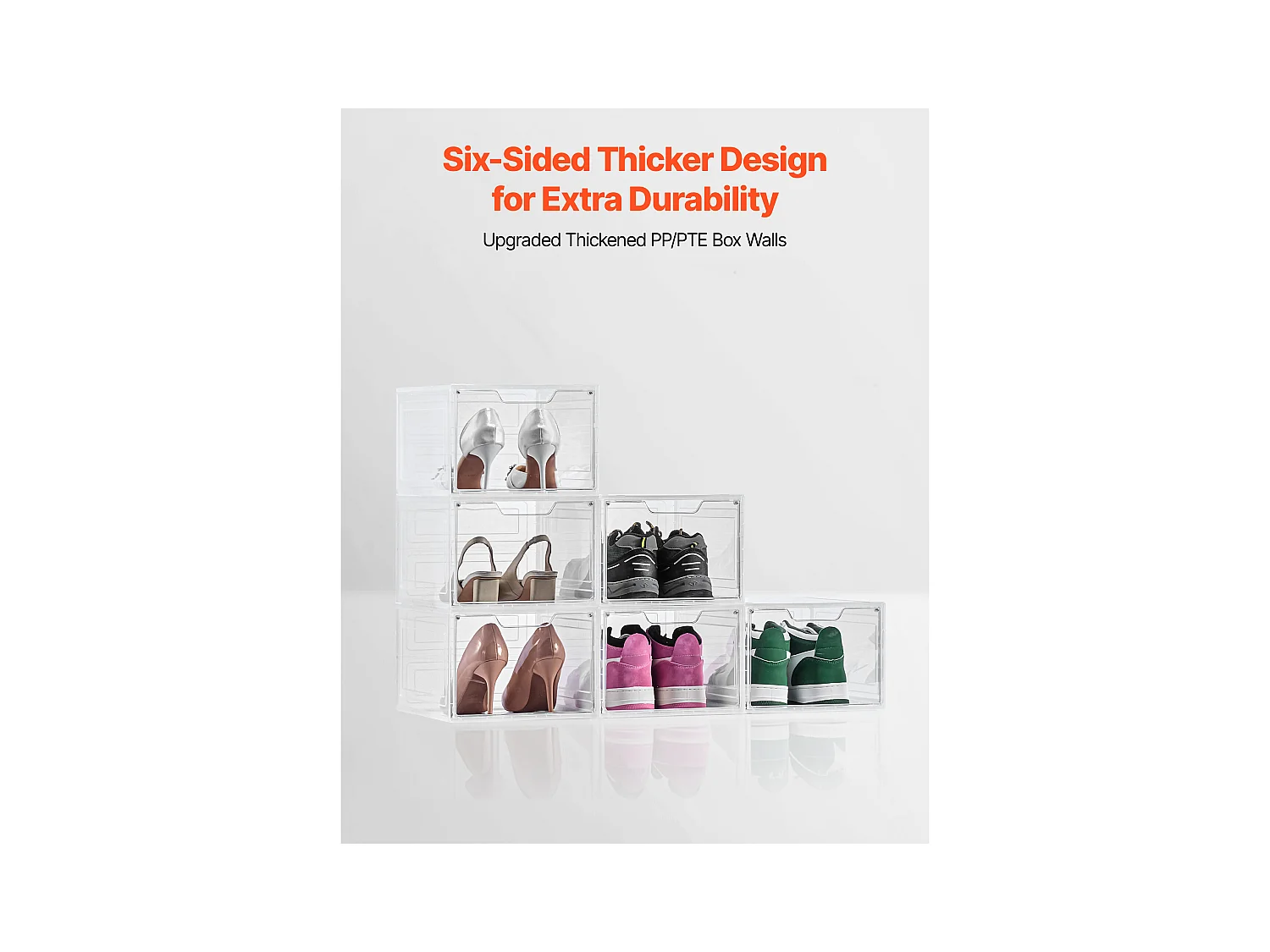 Boîtes à Chaussures Empilables SucceBuy Lot de 6, Adaptées aux Pointures jusqu'à US 13, en Plastique Durable avec Porte Magnétique, Idéales pour Talons