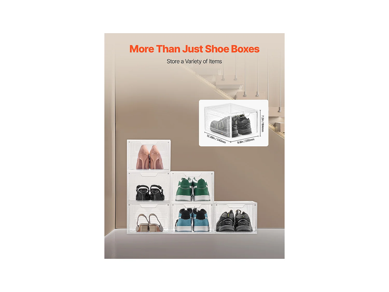 Boîtes à Chaussures Empilables SucceBuy Lot de 6, Adaptées aux Pointures jusqu'à US 13, en Plastique Durable avec Porte Magnétique, Idéales pour Talons