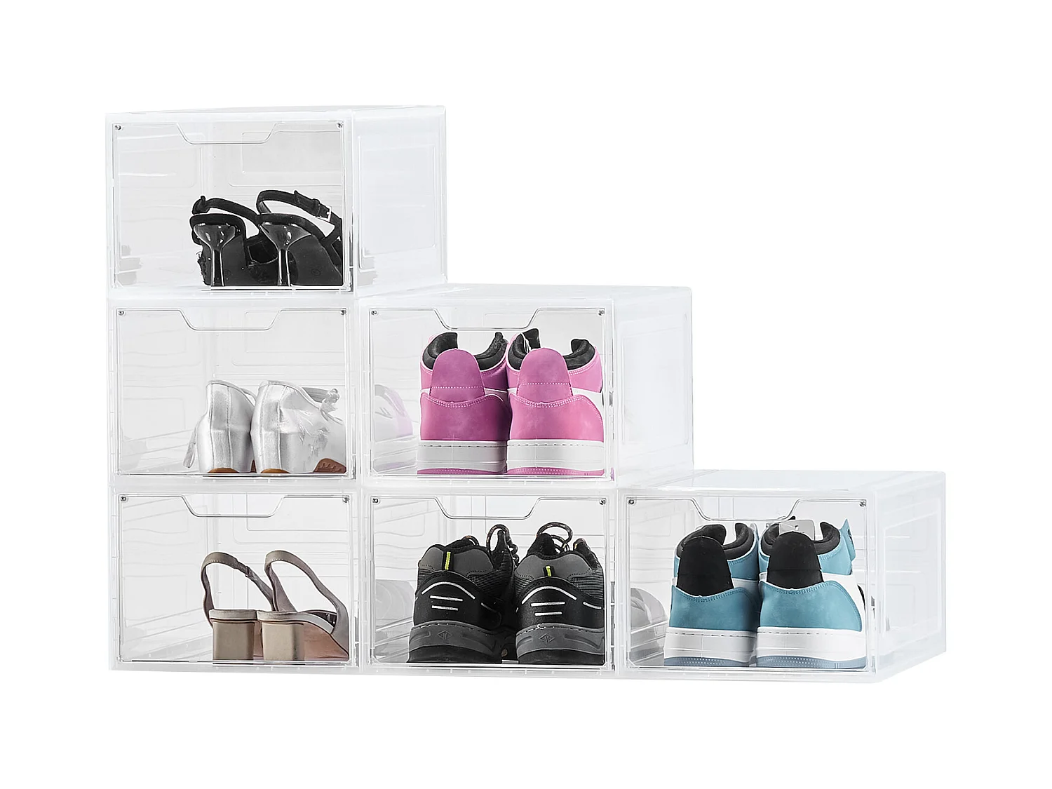 Boîtes à Chaussures Empilables SucceBuy Lot de 6, Adaptées aux Pointures jusqu'à US 13, en Plastique Durable avec Porte Magnétique, Idéales pour Talons
