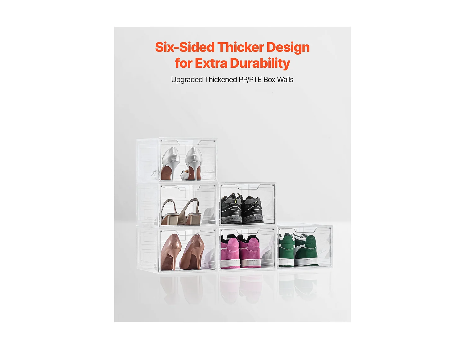 Boîtes à Chaussures Empilables SucceBuy Lot de 6, Adaptées aux Pointures jusqu'à US 13, en Plastique Durable avec Porte Magnétique, Idéales pour Talons