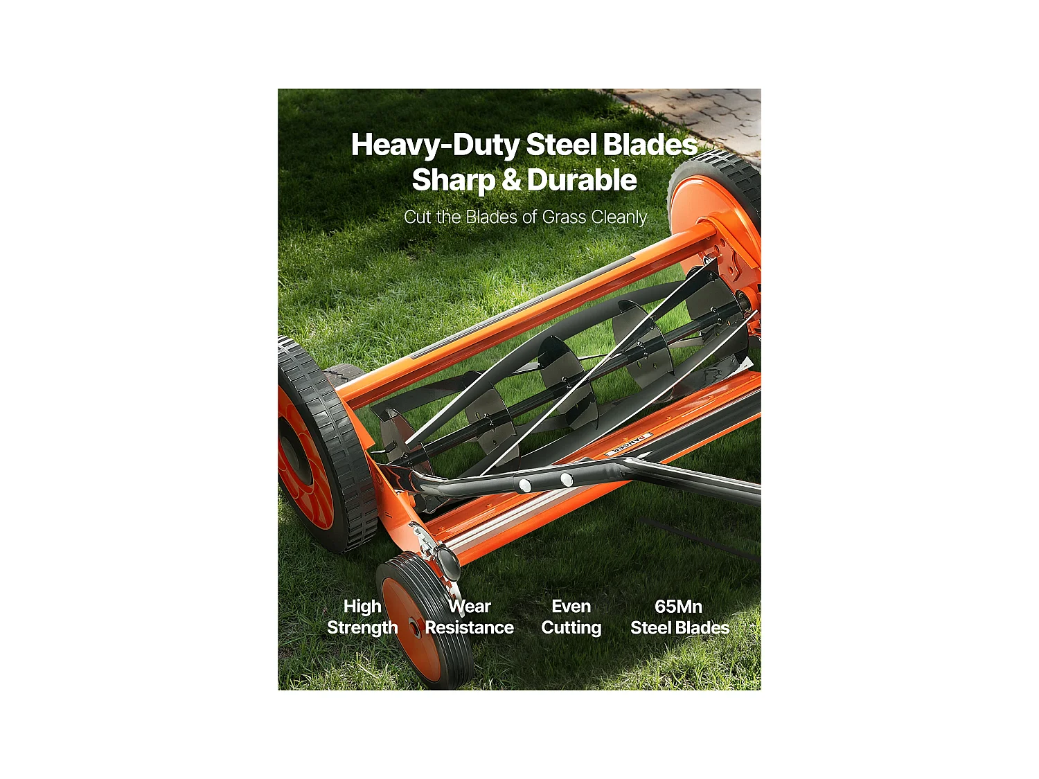 Tondeuse à Gazon SucceBuy Manuelle à Rouleau, Largeur de Coupe de 45 cm, Conception à 5 Lames, Hauteur de Coupe Réglable de 3,5 à 6,2 cm, Sac de Ramassage