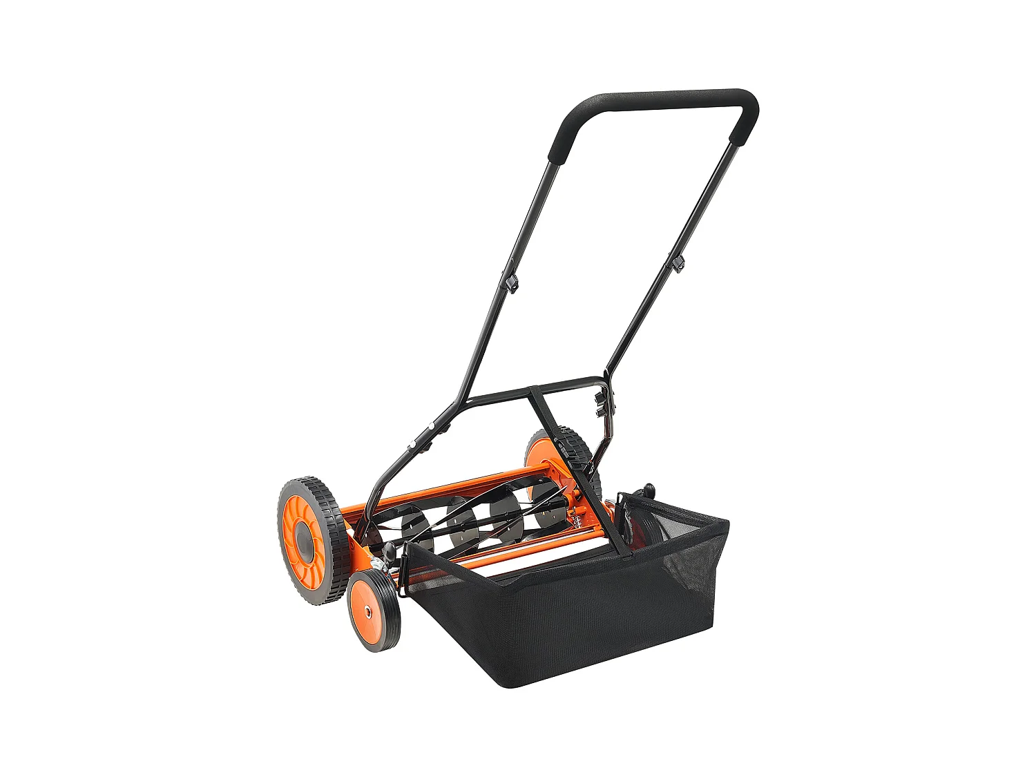 Tondeuse à Gazon SucceBuy Manuelle à Rouleau, Largeur de Coupe de 45 cm, Conception à 5 Lames, Hauteur de Coupe Réglable de 3,5 à 6,2 cm, Sac de Ramassage