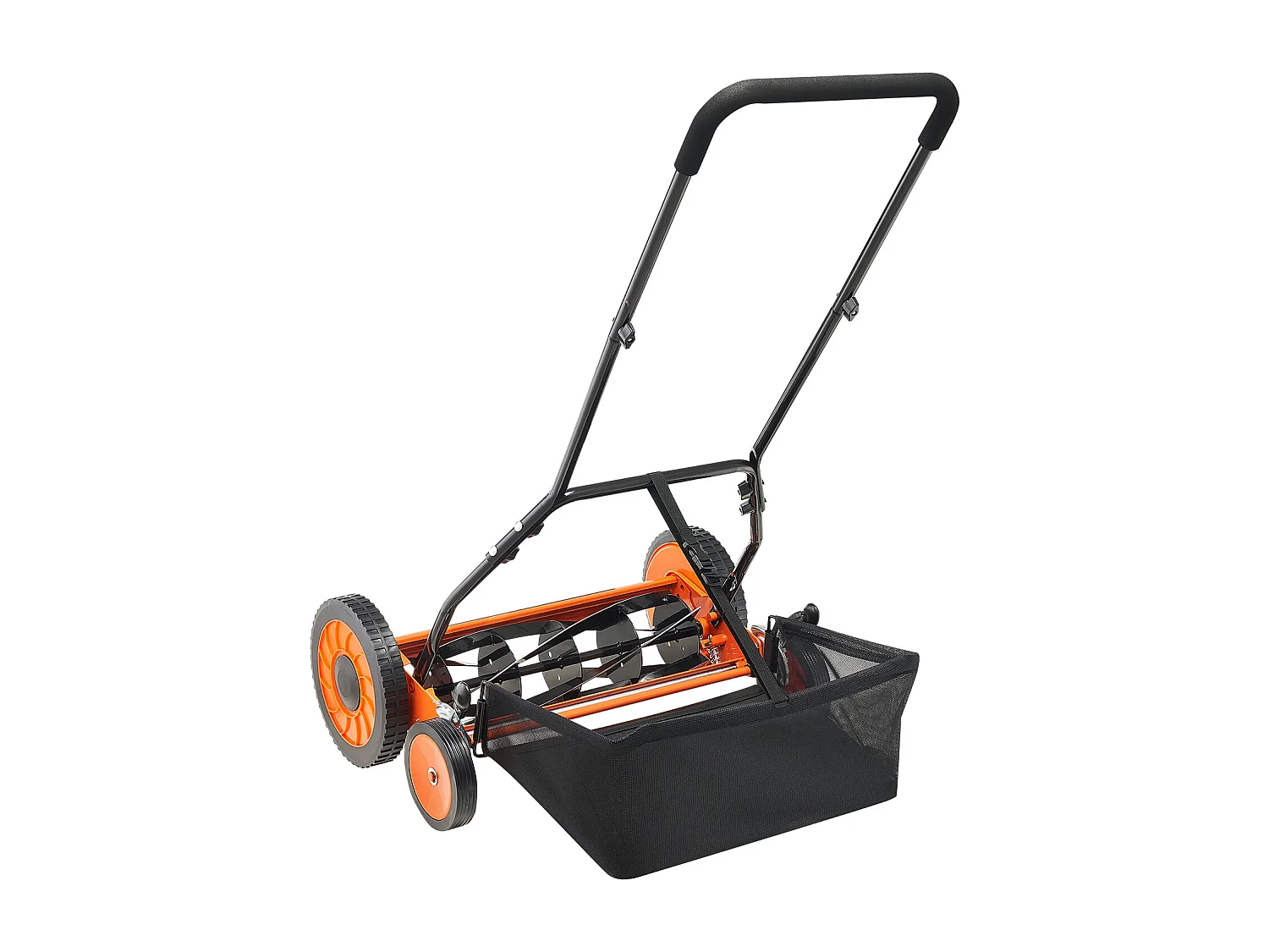 Tondeuse à Gazon SucceBuy Manuelle à Rouleau, Largeur de Coupe de 45 cm, Conception à 5 Lames, Hauteur de Coupe Réglable de 3,5 à 6,2 cm, Sac de Ramassage