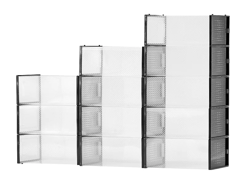 Stapelbare Schuhboxen SucceBuy Satz von 12 Stück, Schuh Aufbewahrung bis Größe US 11, Modularer Kunststoff Organizer