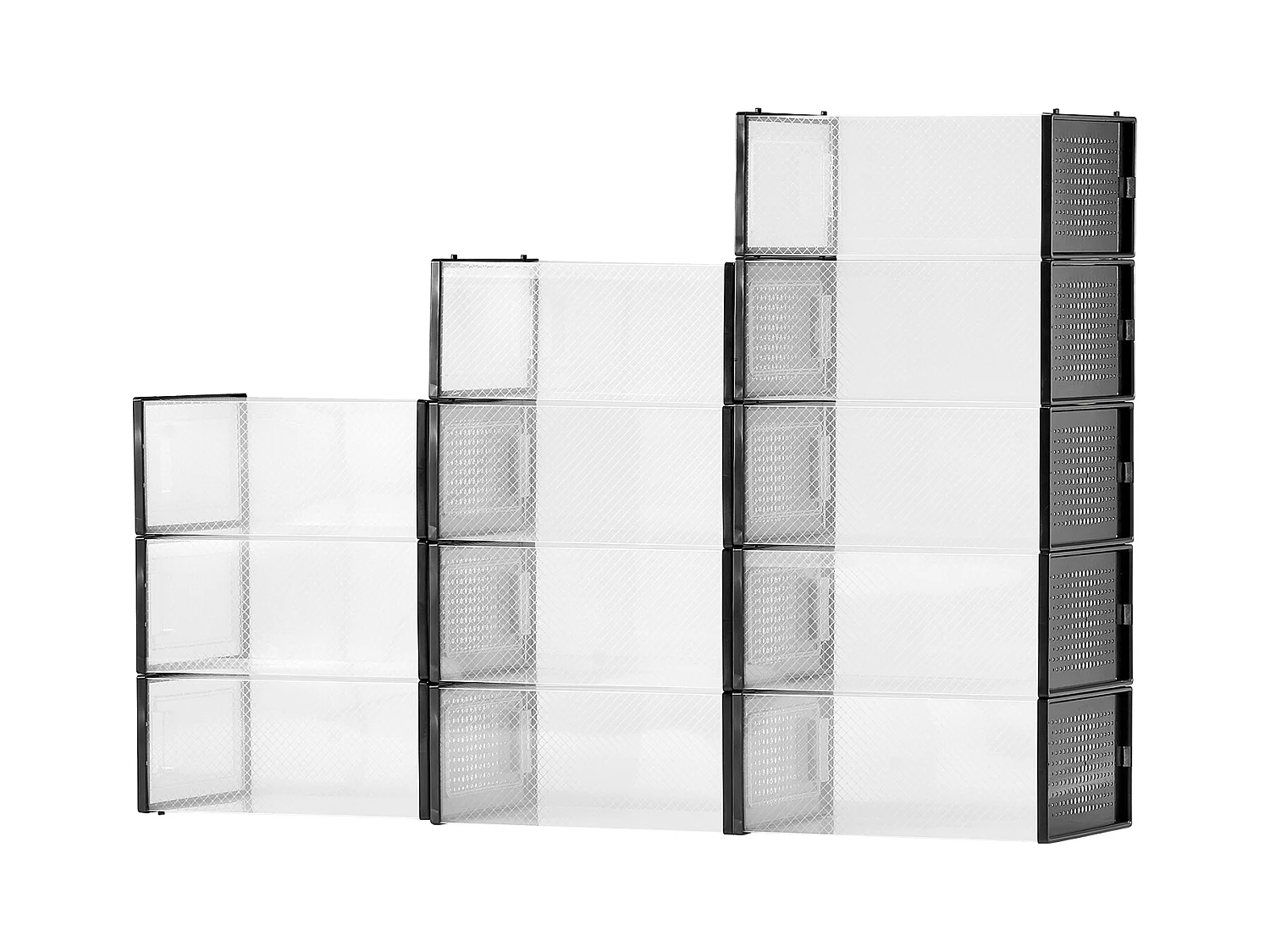 Boîtes à Chaussures SucceBuy Empilables Lot de 12 Pièces, Rangement pour Chaussures jusqu'à la Taille US 11, Organisateur Modulaire en Plastique