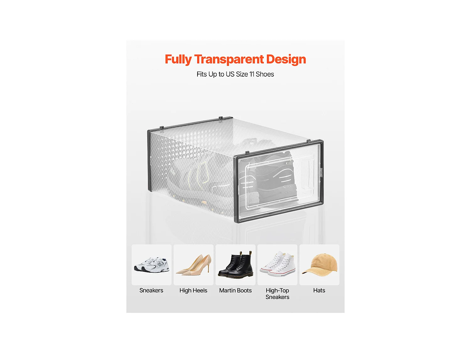 Boîtes à Chaussures SucceBuy Empilables Lot de 12 Pièces, Rangement pour Chaussures jusqu'à la Taille US 11, Organisateur Modulaire en Plastique