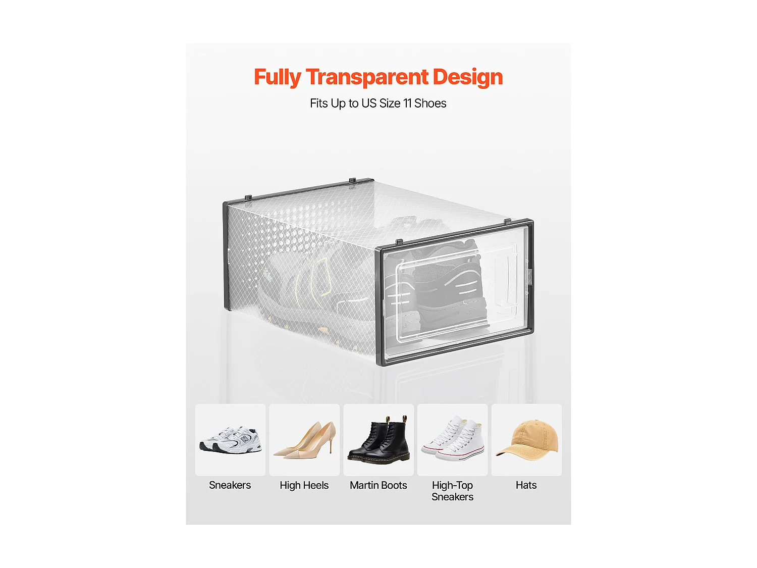 Cajas de Zapatos SucceBuy Apilables Lote de 12 Piezas, Almacenamiento para Zapatos hasta Talla US 11, Organizador Modular de Plástico