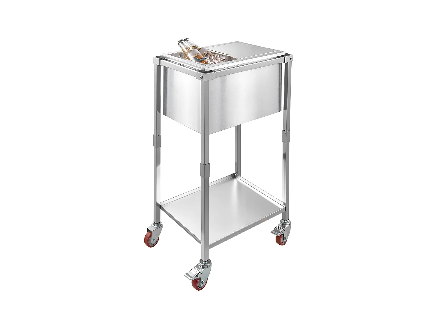 Lodówka na Kółkach SucceBuy, 51 x 36 x 97 cm, Stal Nierdzewna, Wbudowany Pojemnik na Lód z Półką, 28 L, na Patio, do Ogrodu, Baru, Restauracji