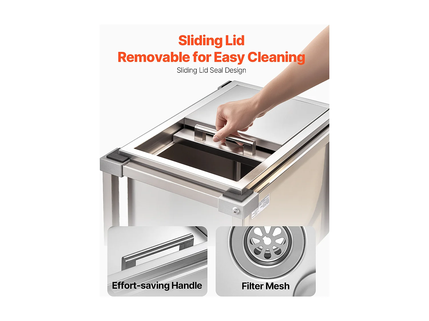 Glacière à Roulettes SucceBuy, 51 x 36 x 97 cm, Bac à Glace Encastrable Roulant en Acier Inoxydable avec Étagère, 28 L, pour Terrasse, Jardin, Bar, Rrestaurant