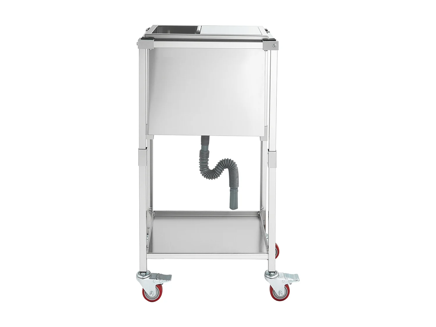 Glacière à Roulettes SucceBuy, 51 x 36 x 97 cm, Bac à Glace Encastrable Roulant en Acier Inoxydable avec Étagère, 28 L, pour Terrasse, Jardin, Bar, Rrestaurant