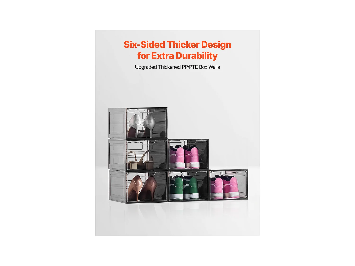 Boîtes à Chaussures Empilables SucceBuy Lot de 6, Adaptées aux Pointures jusqu'à US 13, en Plastique Robuste avec Porte Magnétique, Idéales pour Talons