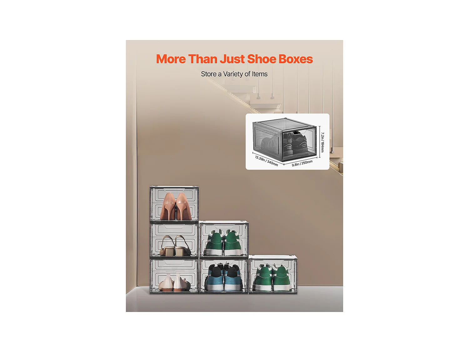 Boîtes à Chaussures Empilables SucceBuy Lot de 6, Adaptées aux Pointures jusqu'à US 13, en Plastique Robuste avec Porte Magnétique, Idéales pour Talons