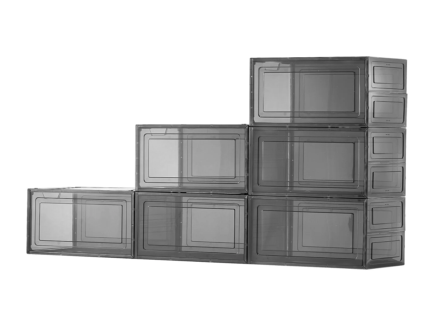 Cajas de Zapatos Apilables SucceBuy Lote de 6, Adecuadas para Tallas hasta US 13, de Plástico Robusto con Puerta Magnética, Ideales para Tacones